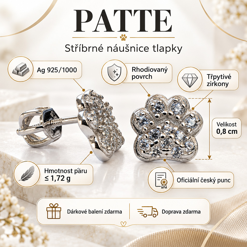 Stříbrné náušnice Patte (5)